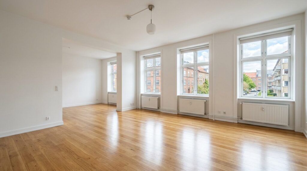Minimalist empty Aarhus apartment after professional estate
