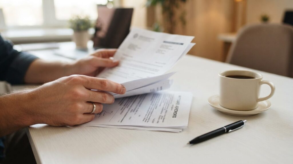 Close-up realistic shot of hands holding a bank transfer con