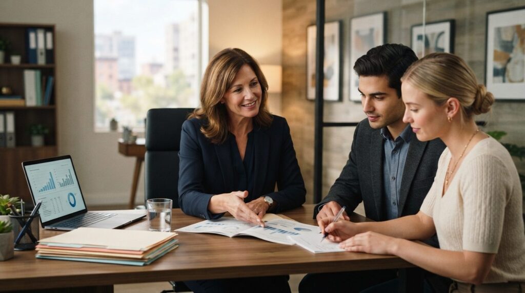Realistic photograph of a professional financial advisor or 