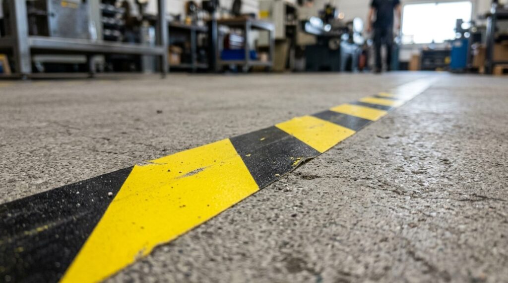 Close-up detail of professional industrial floor marking tap