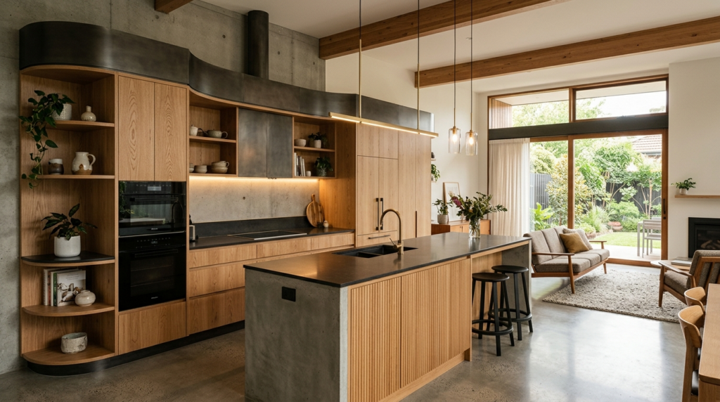 Interior design photograph of a custom architect-designed ki